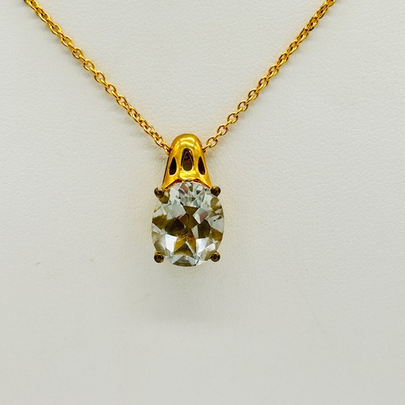 Green Amethyst Pendant; GdB; 20 Inch Chain Included - Picture 4 of 7